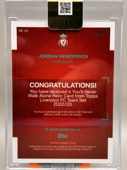 Jordan Henderson You'll never walk alone Patch 09/25 - 2022 Topps Liverpool FC