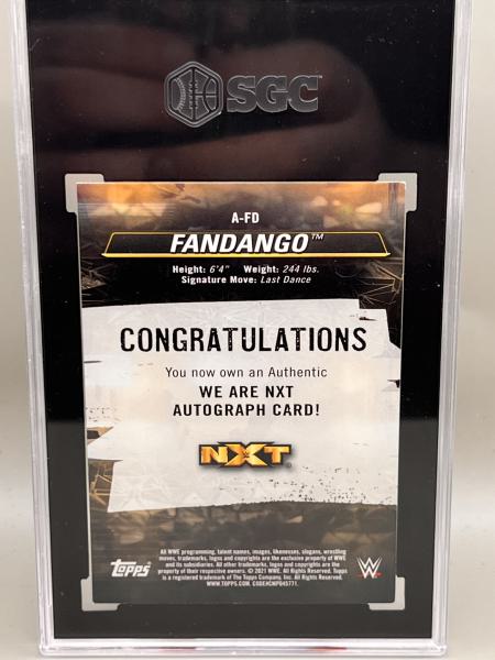 Fandango 1/1 on card Auto SGC 8.5 - 2021 Topps NXT WWE