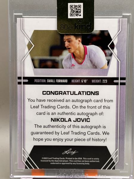 Nikola Jovic Auto /99 - 2022 Leaf Basketball