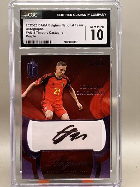 Timothy Castagne Autographs Purple 17/25 CGC10 - 2022 Daka Belgium National Football Team